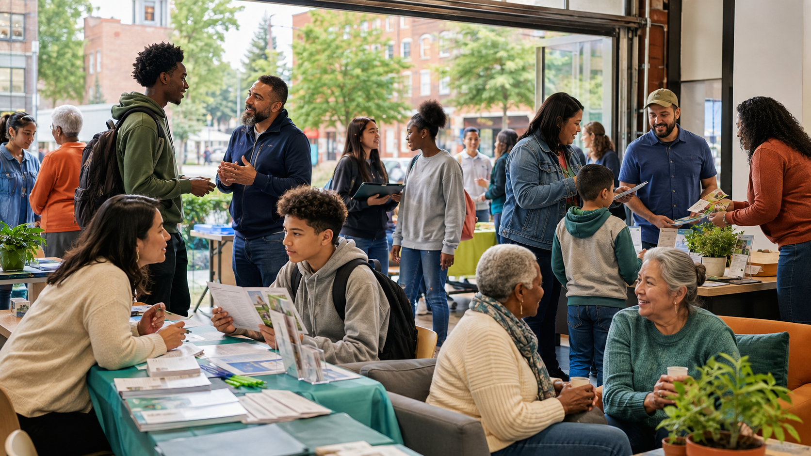 A diverse neighborhood community resource event